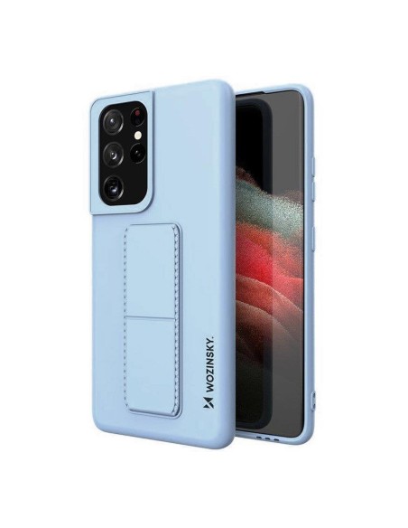 Wozinsky Kickstand Case Silikoninis stovo dėklas, skirtas Samsung Galaxy S21 Ultra 5G Šviesiai mėlynas