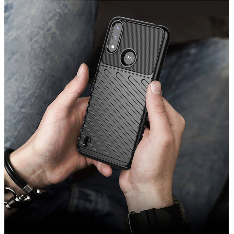 Thunder Case lankstus šarvuotas dangtelis Motorola Moto E7 Power juodas