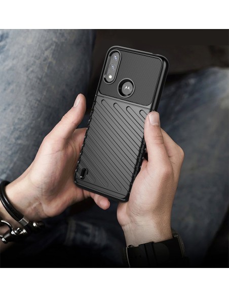 Thunder Case lankstus šarvuotas dangtelis Motorola Moto E7 Power juodas