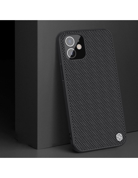 Nillkin Textured Case tvirtas sustiprintas dėklas su gelio rėmeliu ir nailonine nugara, skirtas iPhone 12 mini juodai Nillkin Textured Case tvirtas sustiprintas dėklas su gelio rėmeliu ir nailonine nugara, skirtas iPhone 12 mini juodai