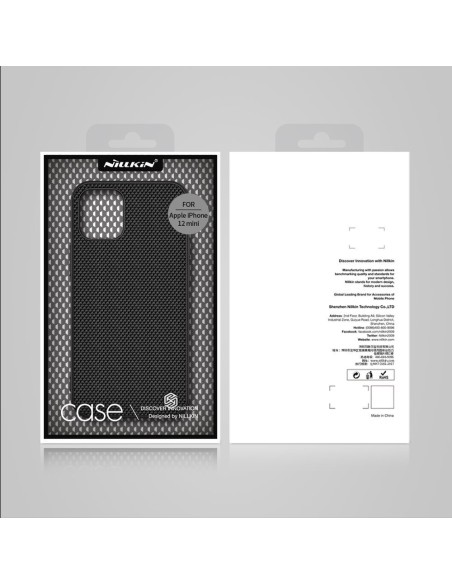 Nillkin Textured Case tvirtas sustiprintas dėklas su gelio rėmeliu ir nailonine nugara, skirtas iPhone 12 mini juodai Nillkin Textured Case tvirtas sustiprintas dėklas su gelio rėmeliu ir nailonine nugara, skirtas iPhone 12 mini juodai