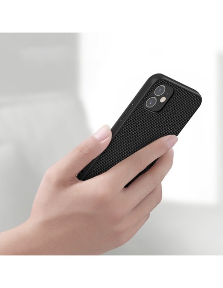 Nillkin Textured Case tvirtas sustiprintas dėklas su gelio rėmeliu ir nailonine nugara, skirtas iPhone 12 mini juodai Nillkin Textured Case tvirtas sustiprintas dėklas su gelio rėmeliu ir nailonine nugara, skirtas iPhone 12 mini juodai