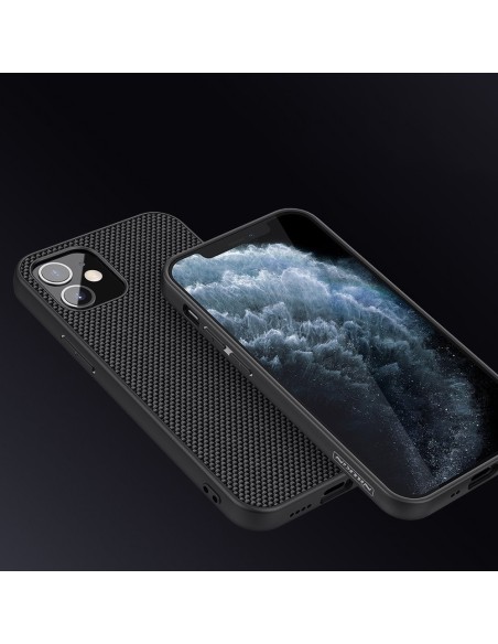 Nillkin Textured Case tvirtas sustiprintas dėklas su gelio rėmeliu ir nailonine nugara, skirtas iPhone 12 mini juodai Nillkin Textured Case tvirtas sustiprintas dėklas su gelio rėmeliu ir nailonine nugara, skirtas iPhone 12 mini juodai