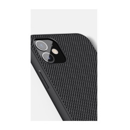 Nillkin Textured Case tvirtas sustiprintas dėklas su gelio rėmeliu ir nailonine nugara, skirtas iPhone 12 mini juodai