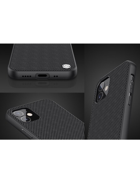 Nillkin Textured Case tvirtas sustiprintas dėklas su gelio rėmeliu ir nailonine nugara, skirtas iPhone 12 mini juodai Nillkin Textured Case tvirtas sustiprintas dėklas su gelio rėmeliu ir nailonine nugara, skirtas iPhone 12 mini juodai