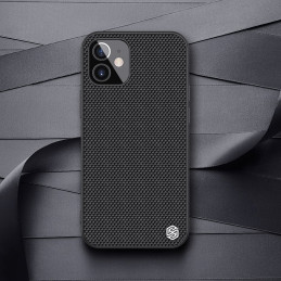 Nillkin Textured Case tvirtas sustiprintas dėklas su gelio rėmeliu ir nailonine nugara, skirtas iPhone 12 mini juodai