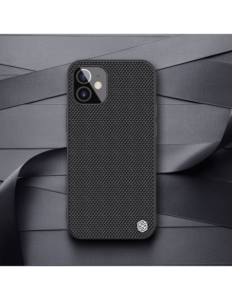Nillkin Textured Case tvirtas sustiprintas dėklas su gelio rėmeliu ir nailonine nugara, skirtas iPhone 12 mini juodai Nillkin Textured Case tvirtas sustiprintas dėklas su gelio rėmeliu ir nailonine nugara, skirtas iPhone 12 mini juodai