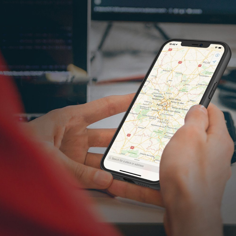 Nillkin Textured Case tvirtas sustiprintas dėklas su gelio rėmeliu ir nailonine nugara, skirtas iPhone 12 Pro Max juodai