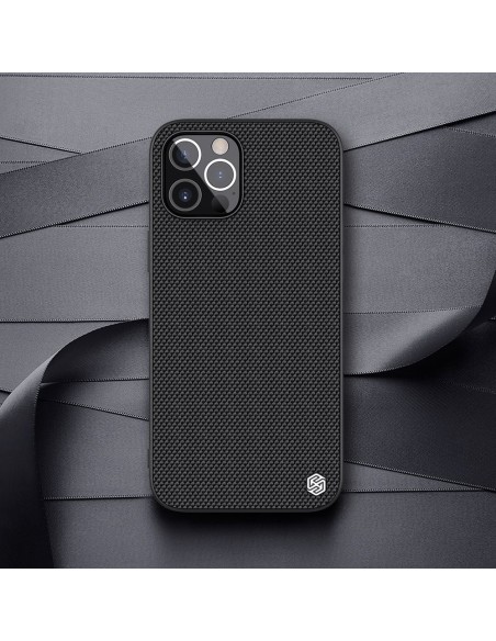 Nillkin Textured Case tvirtas sustiprintas dėklas su gelio rėmeliu ir nailonine nugara, skirtas iPhone 12 Pro Max juodai Nillkin Textured Case tvirtas sustiprintas dėklas su gelio rėmeliu ir nailonine nugara, skirtas iPhone 12 Pro Max juodai