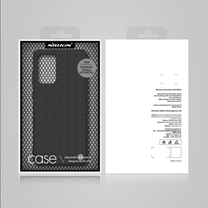 Nillkin Textured Case tvirtas sustiprintas dėklas su gelio rėmeliu ir nailonine nugara, skirtas Samsung Galaxy A72 4G ju...
