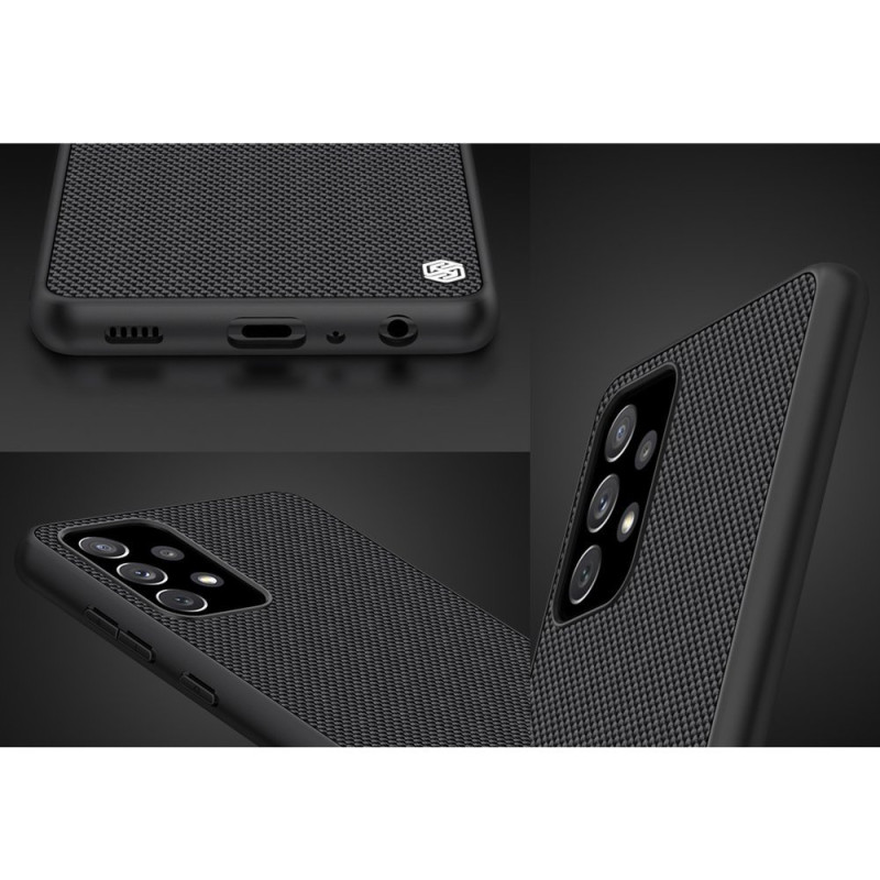 Nillkin Textured Case tvirtas sustiprintas dėklas su gelio rėmeliu ir nailonine nugara, skirtas Samsung Galaxy A72 4G ju...