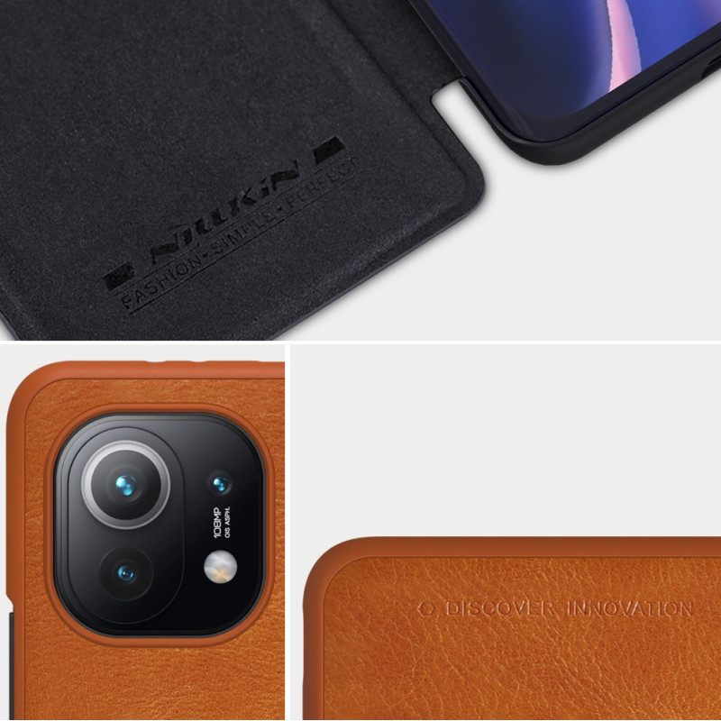 Nillkin Qin odinis dėklas skirtas Xiaomi Mi 11 rudas