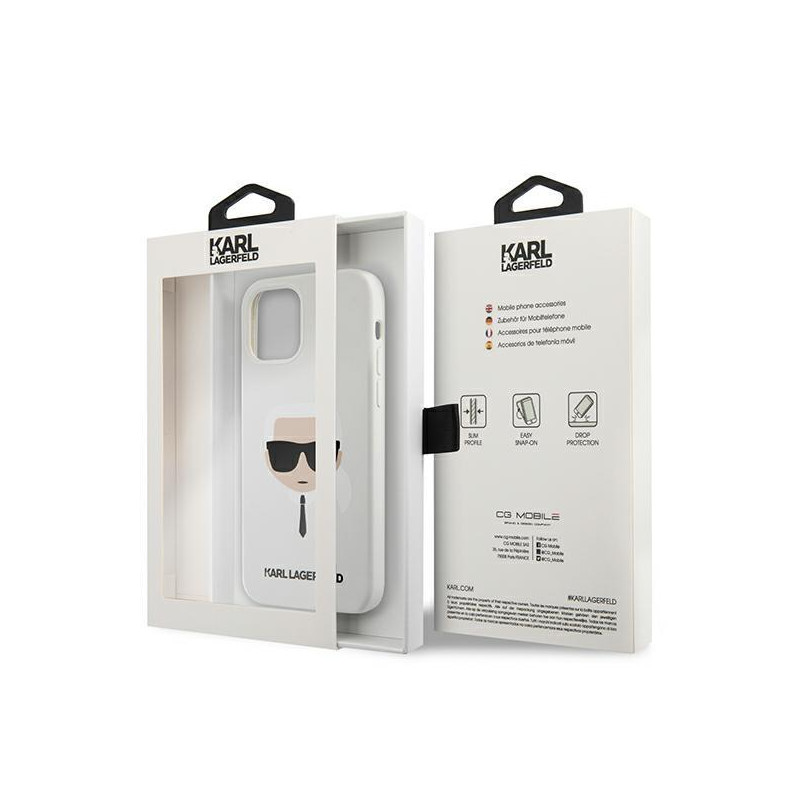 Karl Lagerfeld Silikoninis Karl& 39 s Head dėklas iPhone 12 mini - baltas