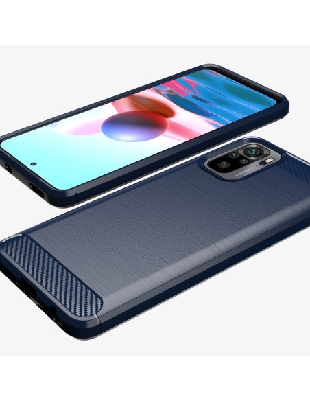 Carbon Case lankstus dangtelis, skirtas Xiaomi Redmi Note 10 / Redmi Note 10S mėlynas Carbon Case lankstus dangtelis, skirtas Xiaomi Redmi Note 10 / Redmi Note 10S mėlynas