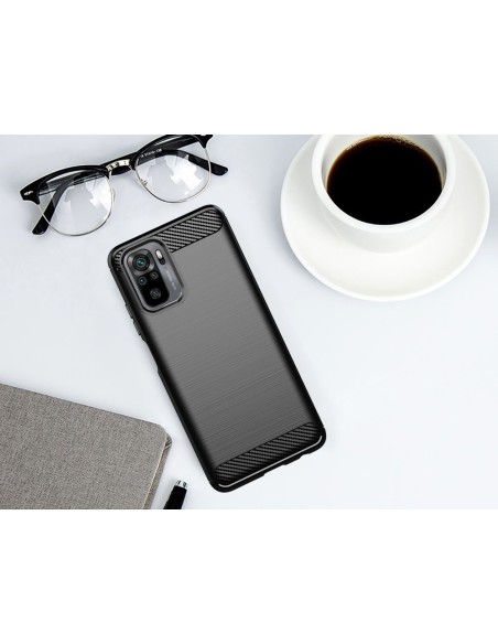 Carbon Case lankstus dangtelis, skirtas Xiaomi Redmi Note 10 / Redmi Note 10S mėlynas Carbon Case lankstus dangtelis, skirtas Xiaomi Redmi Note 10 / Redmi Note 10S mėlynas