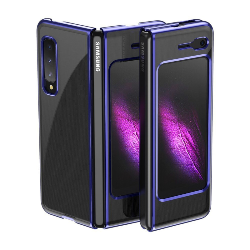 Plating Case kieto dėklo dangtelis su metaliniu rėmeliu, skirtas Samsung Galaxy Fold mėlynai