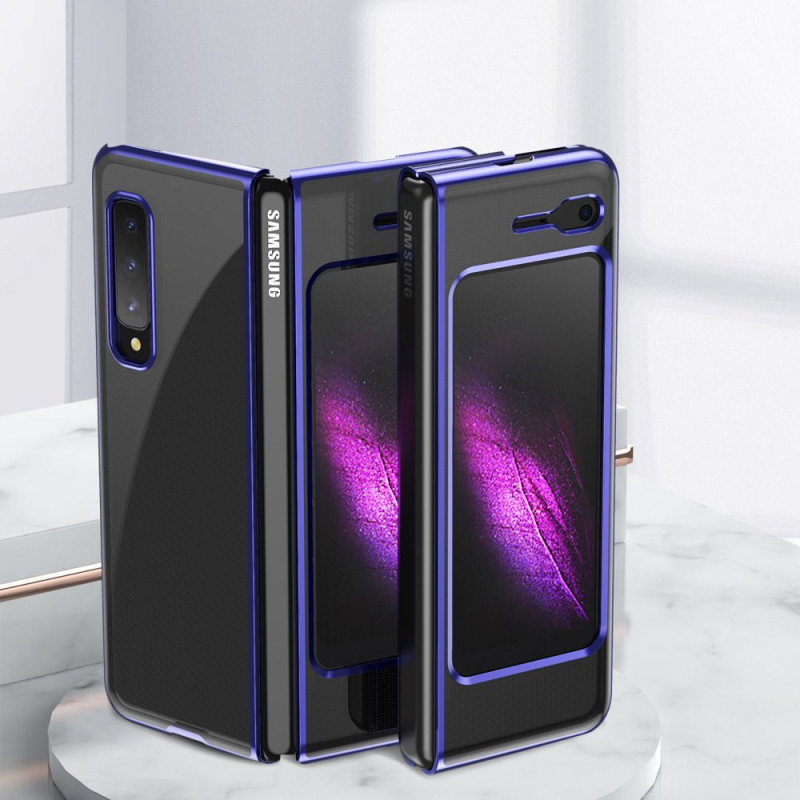 Plating Case kieto dėklo dangtelis su metaliniu rėmeliu, skirtas Samsung Galaxy Fold mėlynai