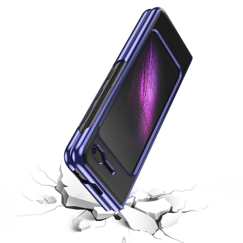 Plating Case kieto dėklo dangtelis su metaliniu rėmeliu, skirtas Samsung Galaxy Fold mėlynai