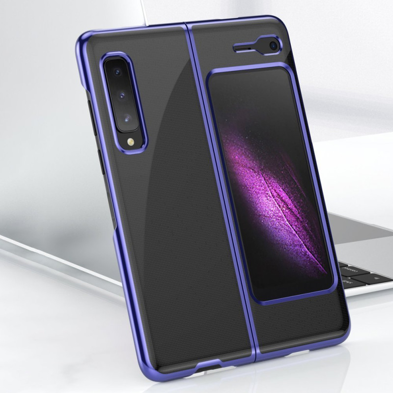 Plating Case kieto dėklo dangtelis su metaliniu rėmeliu, skirtas Samsung Galaxy Fold mėlynai