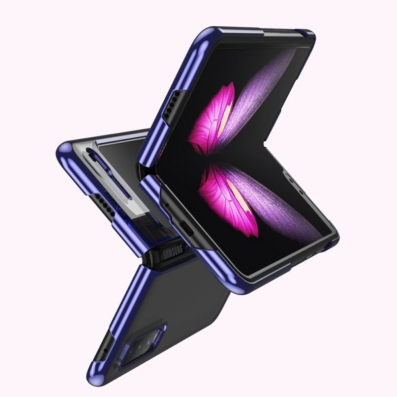 Plating Case kieto dėklo dangtelis su metaliniu rėmeliu, skirtas Samsung Galaxy Fold mėlynai