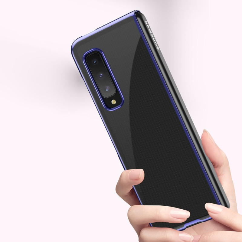 Plating Case kieto dėklo dangtelis su metaliniu rėmeliu, skirtas Samsung Galaxy Fold mėlynai