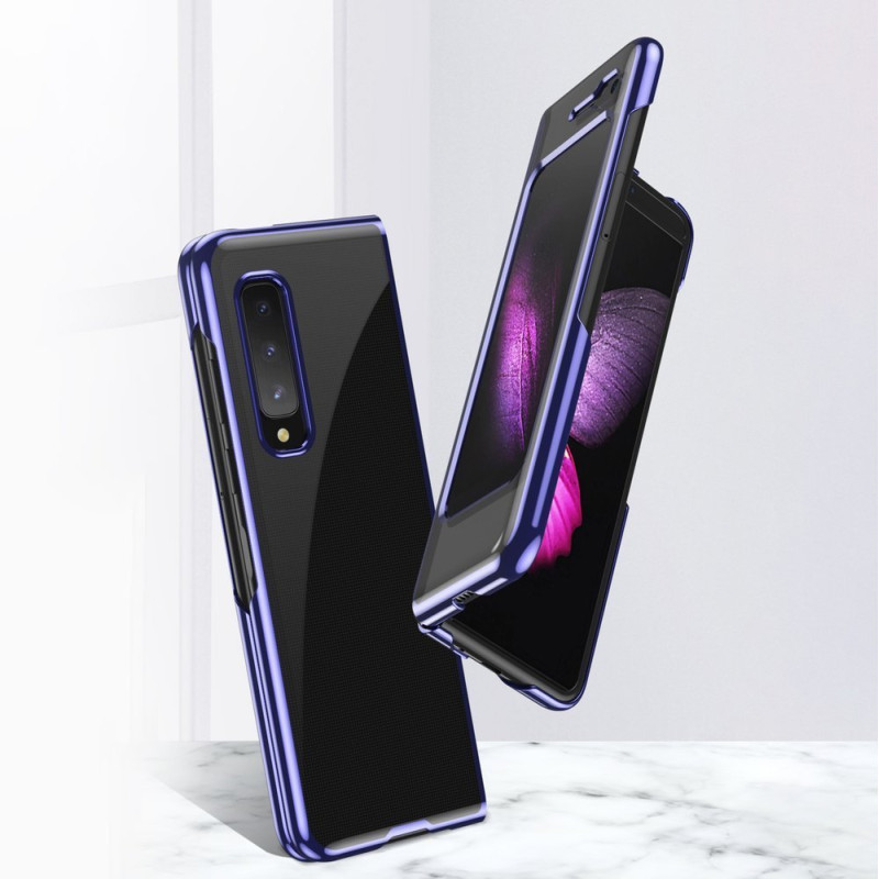 Plating Case kieto dėklo dangtelis su metaliniu rėmeliu, skirtas Samsung Galaxy Fold mėlynai