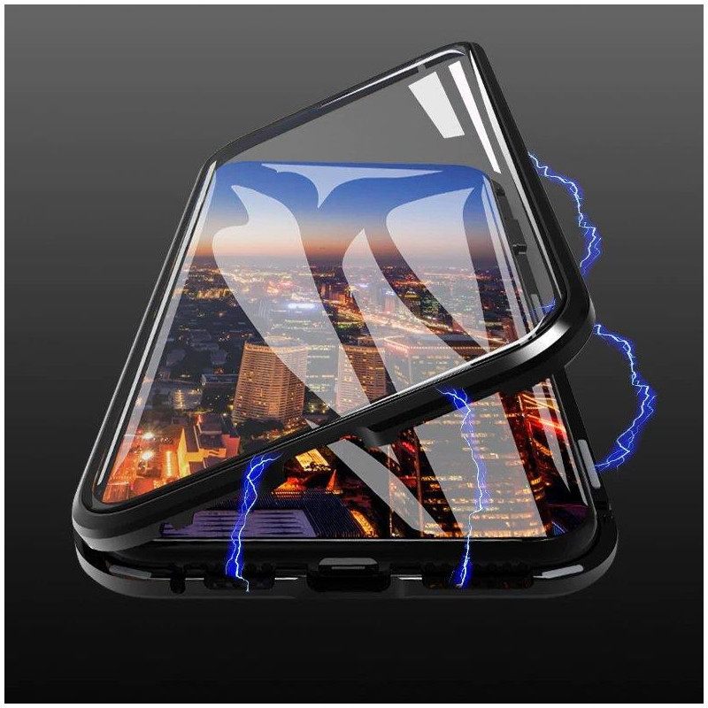 Wozinsky pilnas magnetinis dėklas Magnetinis dėklas 360 priekinis ir galinis dangtelis su įmontuotu stiklu Vivo X60 juod...