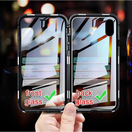 Wozinsky pilnas magnetinis dėklas Magnetinis dėklas 360 priekinis ir galinis dangtelis su įmontuotu stiklu Vivo X60 juod...