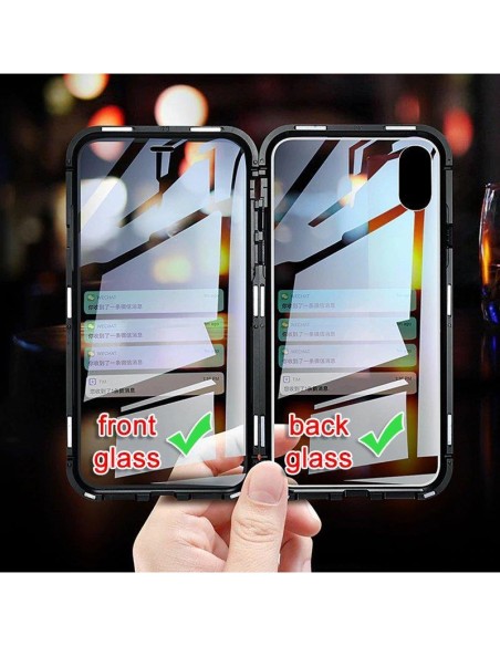 Wozinsky pilnas magnetinis dėklas Magnetinis dėklas 360 priekinis ir galinis dangtelis su įmontuotu stiklu Vivo X60 juod...