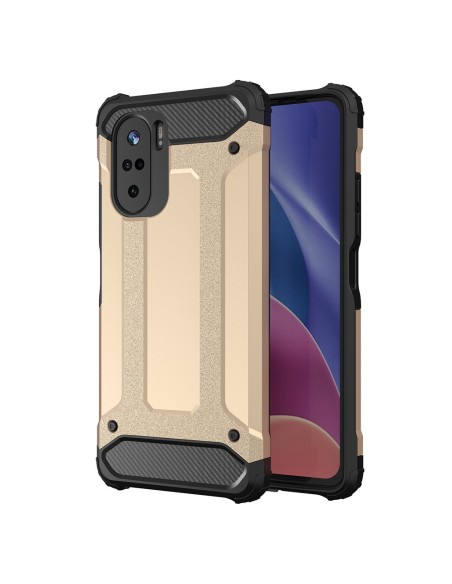 Hybrid Armor šarvuotas hibridinis dėklo dangtelis skirtas Xiaomi Redmi K40 Pro+ / K40 Pro / K40 / Poco F3 gold