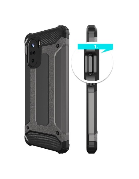 Hybrid Armor šarvuotas hibridinis dėklo dangtelis skirtas Xiaomi Redmi K40 Pro+ / K40 Pro / K40 / Poco F3 gold