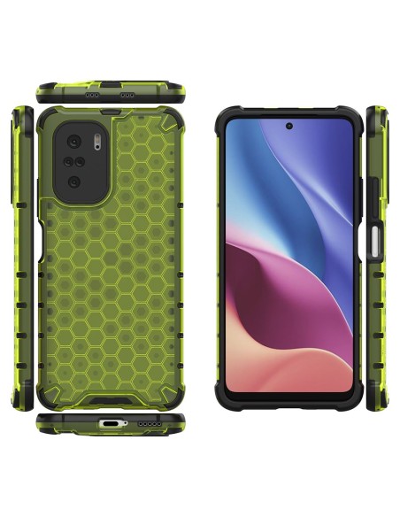 Korinis šarvuotas dėklas su gelio rėmeliu Xiaomi Redmi K40 Pro+ / K40 Pro / K40 / Poco F3 žalias