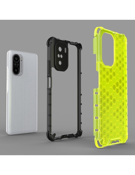 Korinis šarvuotas dėklas su gelio rėmeliu Xiaomi Redmi K40 Pro+ / K40 Pro / K40 / Poco F3 žalias