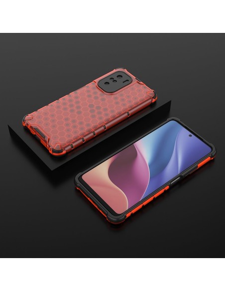 Korinis šarvuotas dėklas su gelio rėmu Xiaomi Redmi K40 Pro+ / K40 Pro / K40 / Poco F3 raudonas