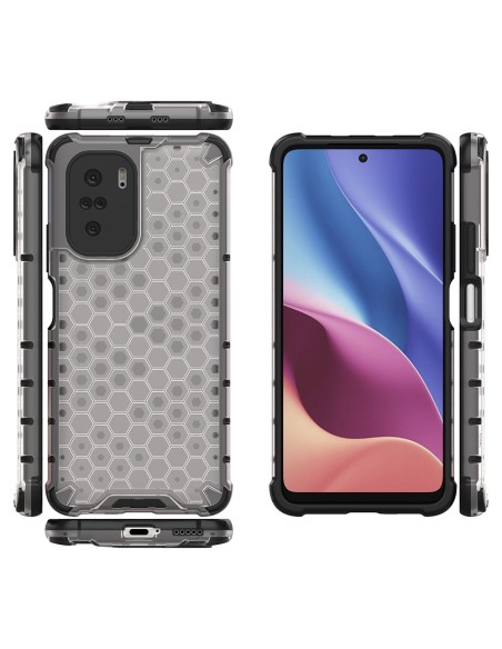 Korinio korpuso šarvuotas dangtelis su gelio rėmu Xiaomi Redmi K40 Pro+ / K40 Pro / K40 / Poco F3 skaidrus