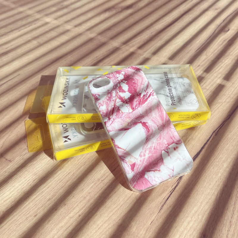 Wozinsky Marble gelio dėklo marmurinis dangtelis, skirtas Samsung Galaxy A02s EU rožinės spalvos