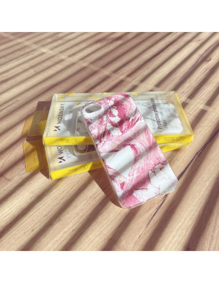Wozinsky Marble gelio dėklo marmurinis dangtelis, skirtas Samsung Galaxy A02s EU rožinės spalvos