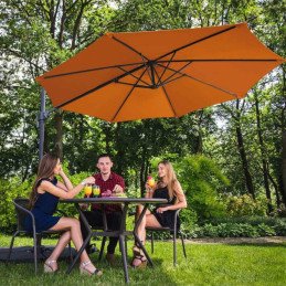Sodo skėtis ant šoninės rankos pakreipiamas apvalus skersmuo. 300 cm oranžinės spalvos