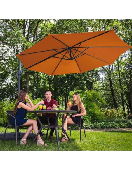 Sodo skėtis ant šoninės rankos pakreipiamas apvalus skersmuo. 300 cm oranžinės spalvos Sodo skėtis ant šoninės rankos pakreipiamas apvalus skersmuo. 300 cm oranžinės spalvos