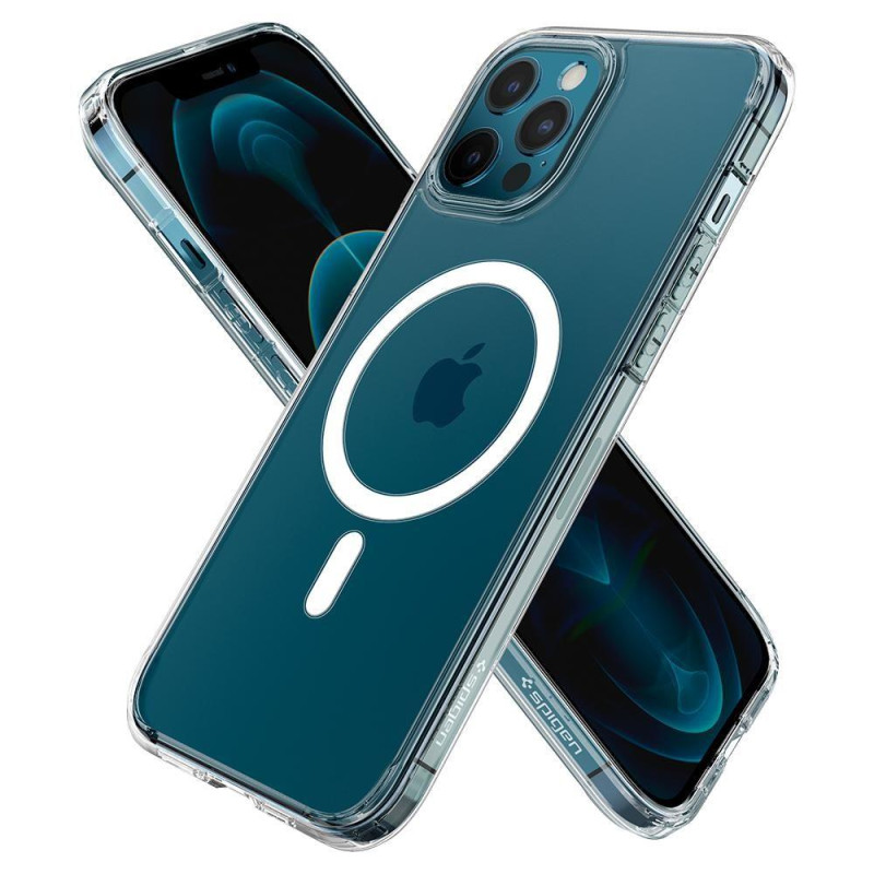 Spigen Ultra Hybrid Mag dėklas su MagSafe, skirtas iPhone 12 Pro Max - baltas