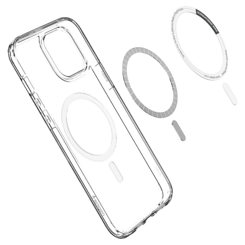Spigen Ultra Hybrid Mag dėklas su MagSafe, skirtas iPhone 12 Pro Max - baltas