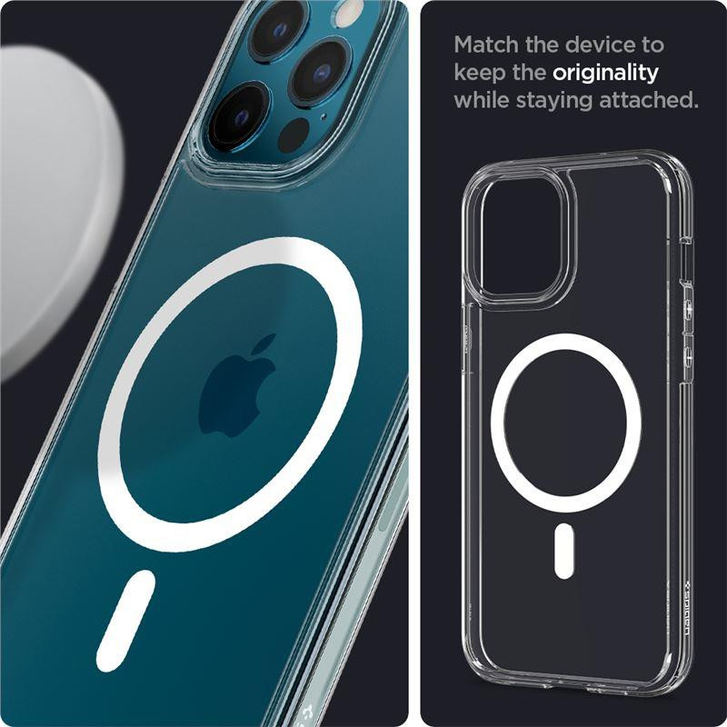 Spigen Ultra Hybrid Mag dėklas su MagSafe, skirtas iPhone 12 Pro Max - baltas