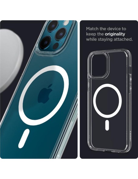 Spigen Ultra Hybrid Mag dėklas su MagSafe, skirtas iPhone 12 Pro Max - baltas Spigen Ultra Hybrid Mag dėklas su MagSafe, skirtas iPhone 12 Pro Max - baltas