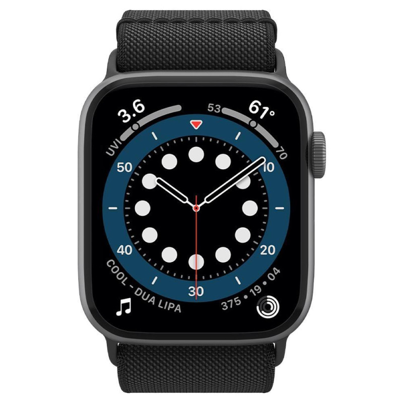 „Spigen Fit Lite“ dirželis, skirtas Apple Watch 4/ 5/ 6/ 7/ 8/ 9/ SE/ Ultra (42/ 44/ 45/ 49 mm) – juodas