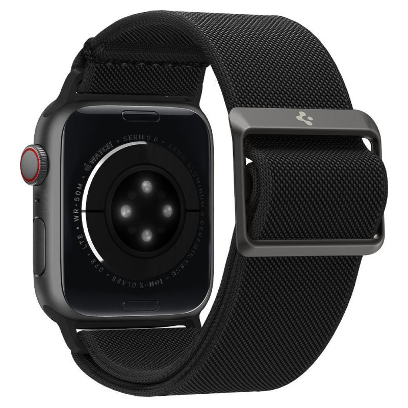 „Spigen Fit Lite“ dirželis, skirtas Apple Watch 4/ 5/ 6/ 7/ 8/ 9/ SE/ Ultra (42/ 44/ 45/ 49 mm) – juodas