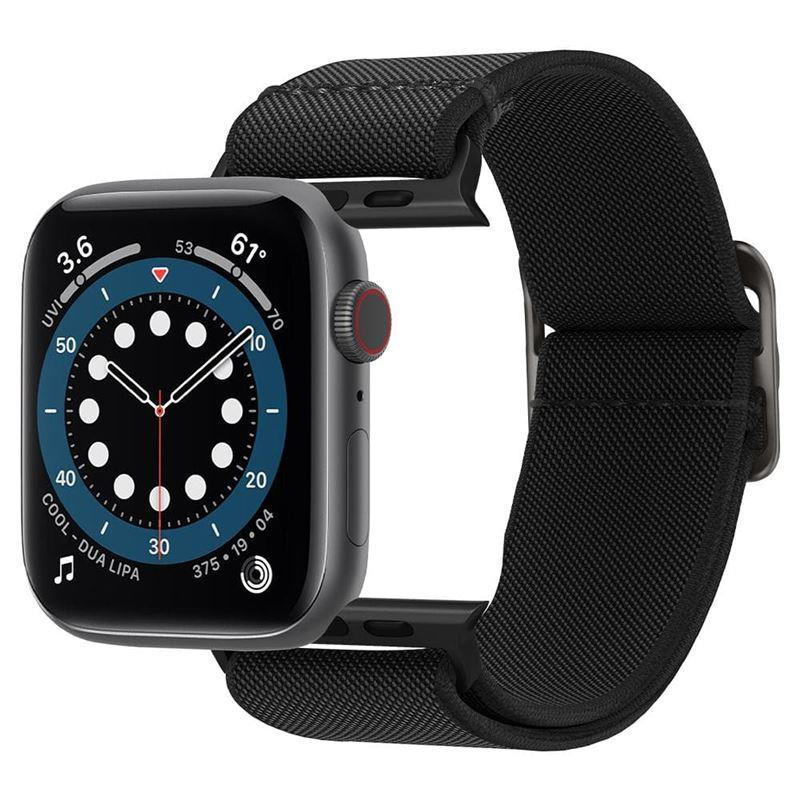 „Spigen Fit Lite“ dirželis, skirtas Apple Watch 4/ 5/ 6/ 7/ 8/ 9/ SE/ Ultra (42/ 44/ 45/ 49 mm) – juodas