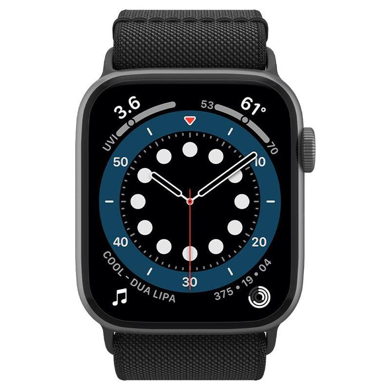 „Spigen Fit Lite“ dirželis, skirtas Apple Watch 4/ 5/ 6/ 7/ 8/ 9/ SE/ Ultra (42/ 44/ 45/ 49 mm) – juodas