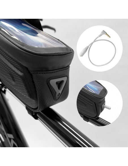 Dviračio rėmo krepšys su telefono dėklu 1,7l juodas