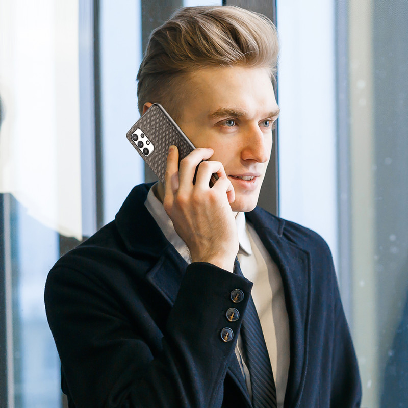 Dux Ducis Fino dėklo dangtelis, padengtas nailono medžiaga, skirtas Samsung Galaxy A32 4G žaliai