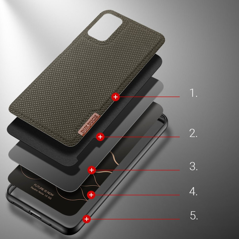 Dux Ducis Fino dėklo dangtelis padengtas nailono medžiaga Xiaomi Redmi Note 10 5G / POCO M3 PRO žalia